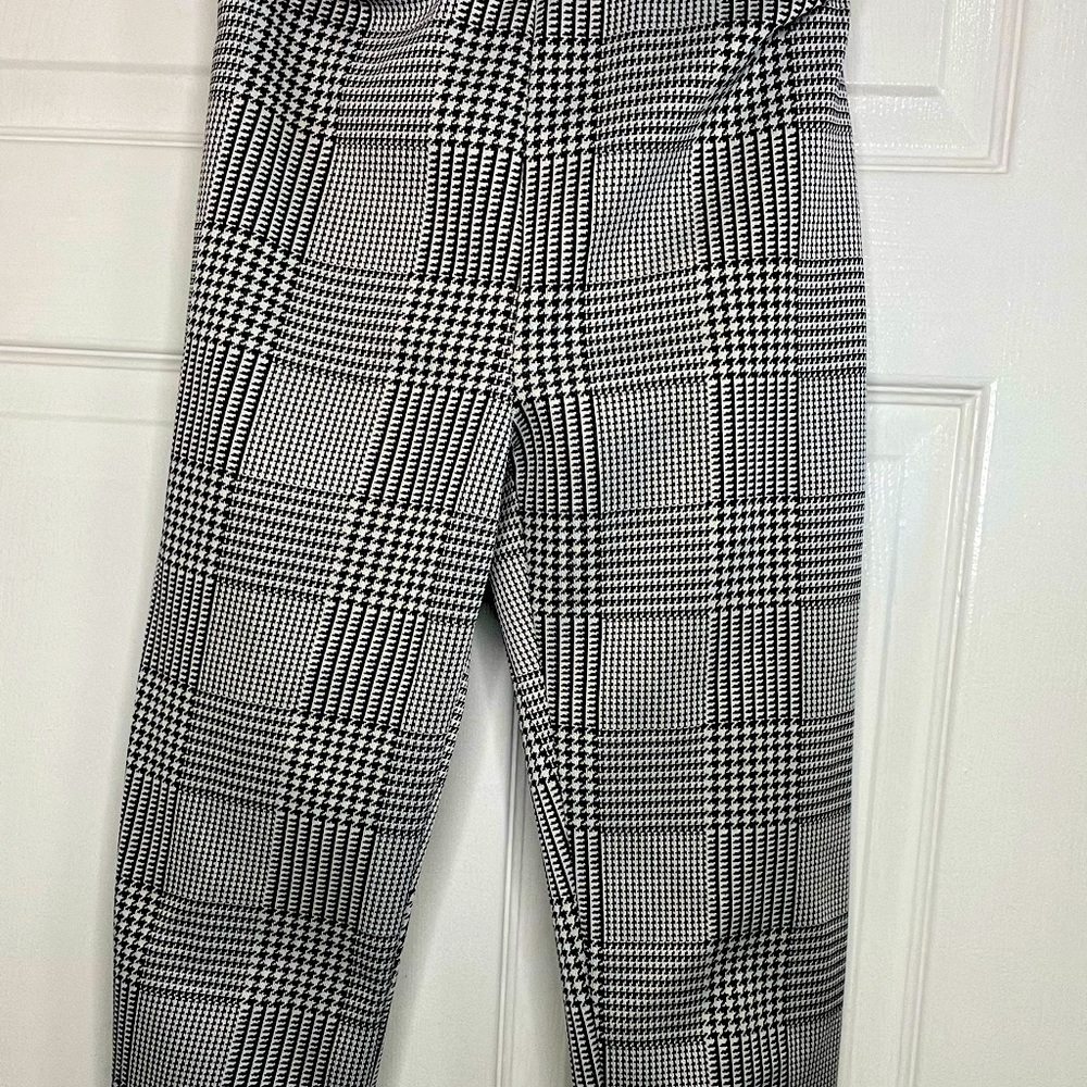White skinny pant, black checkered pant, cute cuffed, gently worn.